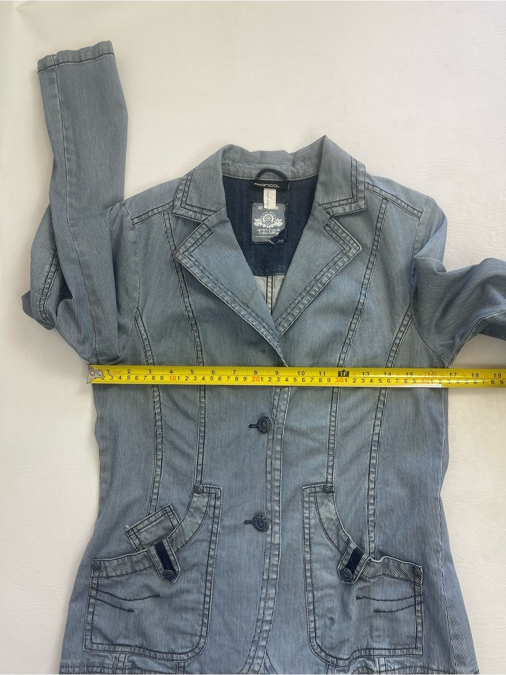 Bianca Sailing Club Striped Denim Blazer Nautical Fitted Jacket US 6 - Picture 6 of 9